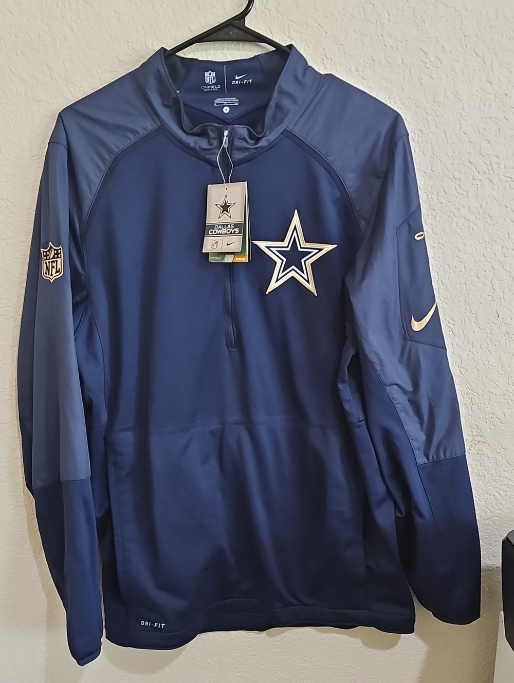NWT Nike Dallas Cowboys Sideline Dri-Fit 1/2 Zip Jacket Men’s Small Navy